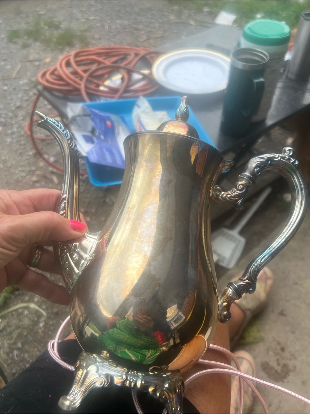 Vintage Silver-Tone Ornate Coffee/Tea Pot - Elegant Home Accent